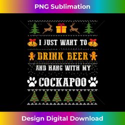Drink Beer Funny Cockapoo Dog Lovers Ugly Christmas Sweater Tank - Futuristic PNG Sublimation File - Animate Your Creative Concepts