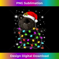 Black Pomeranian Christmas Lights Pomeranian Ugly Sweater Long Sl - Sleek Sublimation PNG Download - Enhance Your Art with a Dash of Spice