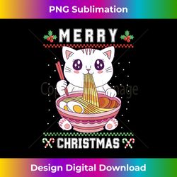 Merry Christmas Kawaii Anime Cat Eating Ramen Ugly Christmas Tank T - Chic Sublimation Digital Download - Enhance Your Art with a Dash of Spice
