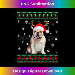 Ugly Sweater Christmas English Bulldog Dog Santa Rein - Sleek Sublimation PNG Download - Tailor-Made for Sublimation Craftsmanship
