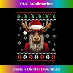 Moose Ugly Christmas Sweater Elk Xmas for Adults Kids Tank T - Artisanal Sublimation PNG File - Lively and Captivating Visuals
