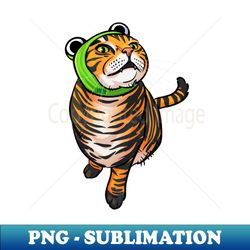 tiger tabby frog hat - png transparent sublimation design - vibrant and eye-catching typography