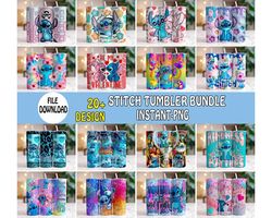 Stitch Tumbler Wrap Bundle, Instant Download 20oz Tumbler PNG Wraps Design, Digital Lilo And Stitch 20 oz Skinny Tumbler
