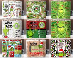 The Grinch Christmas Tumbler Wrap Bundle, Grinch Christmas Designs, 20oz Skinny Tumbler Wrap, PNG Sublimation Digital
