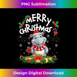 Xmas Holiday Matching Family Hippo Merry Christmas Tank - Bohemian Sublimation Digital Download - Tailor-Made for Sublimation Craftsmanship