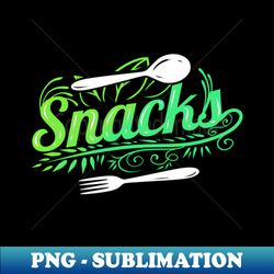 Leaves With Fork And Spoon - My Snacks Are Vegan - Exclusive Sublimation Digital File - Instantly Transform Your Sublimation Projects