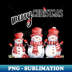 Cute Snowmen in Scarves and Hats with Mittens - Retro PNG Sublimation Digital Download - Spice Up Your Sublimation Projects
