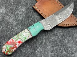 8.5''Custom handmade Damascus steel Skinning Knife, Camping Knife Hunting Knife,