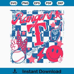 Texas Rangers Blue Checkerboard SVG Graphic Design File