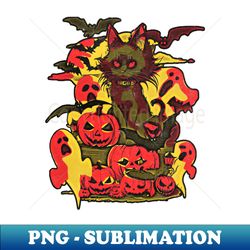 HALLOWEEN - CAT BATS GHOSTS  PUMPKINS - POP STYLE - Trendy Sublimation Digital Download - Capture Imagination with Every Detail