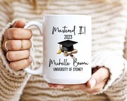 mastered it 2023 mug, masters degree graduation gift for him her