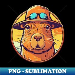 Summer capybara in hat and sunglasses - Instant Sublimation Digital Download - Perfect for Sublimation Mastery
