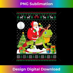 Ugly Christmas Sweater Design Funny Santa Riding Iguana Tank T - Bohemian Sublimation Digital Download - Lively and Captivating Visuals