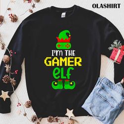 Official Gamer Elf Funny Christmas Boy Girl Men Women Child Pajama T-shirt - Olashirt