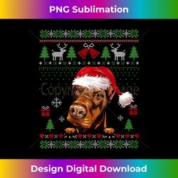 Funny Dog lovers Doberman Santa hat Ugly Christmas Sweater Tank T - Vibrant Sublimation Digital Download - Channel Your Creative Rebel