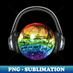 Headphones Rainbow Disco Ball - Signature Sublimation PNG File - Stunning Sublimation Graphics