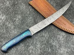 Custom handmade Damascus steel Fillet Knife Hunting Knife Camping Knife W/Sheath