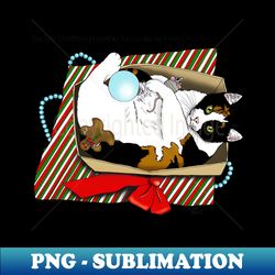 christmas toy box cat - retro png sublimation digital download - create with confidence