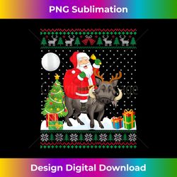 Ugly Christmas Sweater Design Funny Santa Riding Boar Tank T - Edgy Sublimation Digital File - Immerse in Creativity with Every Design