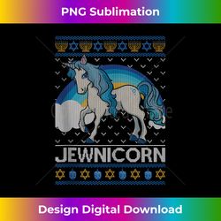 Funny Jewnicorn Jewish Unicorn Menorah Ugly Hanukkah Sweater Tank - Urban Sublimation PNG Design - Craft with Boldness and Assurance