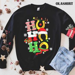 Official Ho Ho Ho Santa Claus Hat Reindeer Horse Hoof Funny Christmas T-shirt - Olashirt