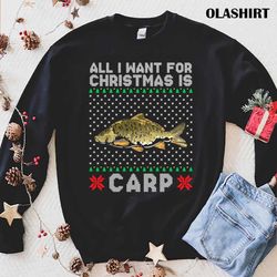 New All I Want For Christmas Is Carp Fishing Christmas T-shirt - Olashirt