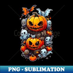 Bats Night Out Spooky Halloween Trio with Ghoul and Pumpkin - Stylish Sublimation Digital Download - Perfect for Personalization
