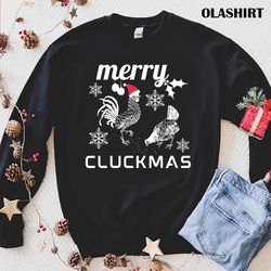 Official Merry Cluckmas Funny Christmas Chicken Vintage Pajama T-shirt - Olashirt