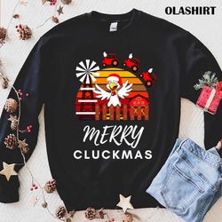 New Merry Cluckmas Funny Chicken Christmas Pajama T-shirt - Olashirt