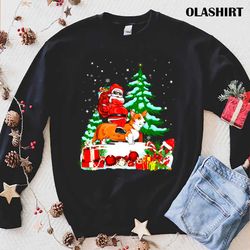 New Santa Riding Corgi Dog Theme Christmas Corgi T Shirt - Olashirt