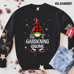 New Gardening Gnome Buffalo Plaid Matching Family Christmas T-shirt - Olashirt