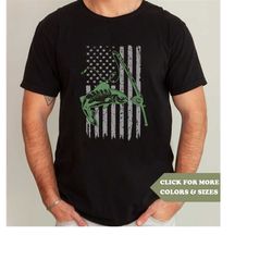 Fishing T-shirt with American Flag, Fly Fishing Shirt, Fishing Gear, Fishing Gifts Idea for American Fishers, Father's D