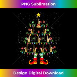 xmas holiday santa lights saxophone christmas tree tank - deluxe png sublimation download - chic, bold, and uncompromising