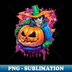 urban graffiti style pumpkin with witch halloween design for full color t-shirts - Decorative Sublimation PNG File - Revolutionize Your Designs