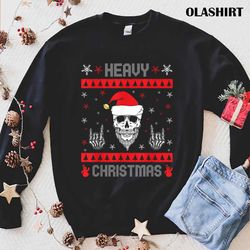 Heavy Christmas Skull Santa Christmas Ugly T-shirt - Olashirt