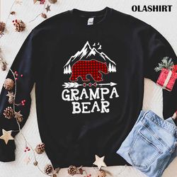 Grampa Bear Red Buffalo Plaid Christmas T-Shirt - Olashirt