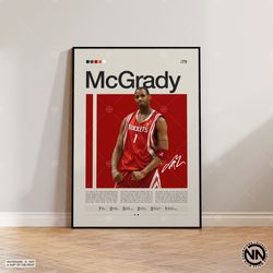 Tracy McGrady Poster, Houston Rockets, NBA Poster, Sports Poster, Mid Century Modern, NBA Fans, Basketball Gift, Sports