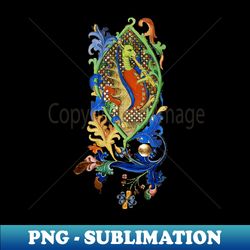 WEIRD MEDIEVAL BESTIARY MAKING MUSIC Dragon Playing Flute - Retro PNG Sublimation Digital Download - Spice Up Your Sublimation Projects