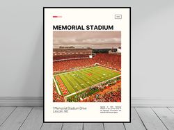 Memorial Stadium Nebraska Cornhuskers Poster NCAA Stadium Poster Oil Painting Modern Art Travel Art
