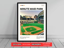 Minute Maid Park Houston Astros Poster Ballpark Art MLB Stadium Poster Oil Painting Modern Art Travel Art