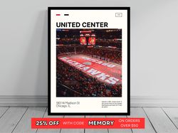 United Center Chicago Blackhawks Poster NHL Art NHL Arena Poster Oil Painting Modern Art Travel Art