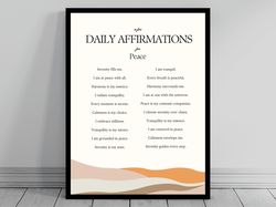 Affirmation Wall Art for Peace  Self Positive Affirmations  Words of Affirmation Poster  Daily Affirmations Print  Moder