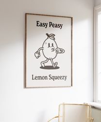 Easy Peasy Wall Print, Trendy Wall Art, Digital Download Print, Retro Wall Decor, Large Printable Art, Downloadable Prin