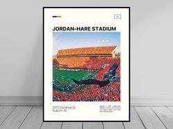 Jordan-Hare Stadium Auburn Tigers Poster NCAA Art CFB Stadium Poster Oil Painting Modern Art Travel