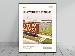 KellyShorts Stadium Central Michigan Chippewas Poster NCAA Poster Oil Painting Modern Art Travel Art