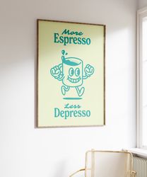 Retro Coffee Printable Art, Download Wall Art, Wall Decor, Large Printable Art, Printable Wall Art Retro, Retro Poster,
