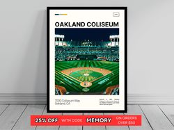 Oakland Coliseum Oakland Athletics Poster Ballpark Art MLB Stadium Poster Oil Painting Modern Art Travel