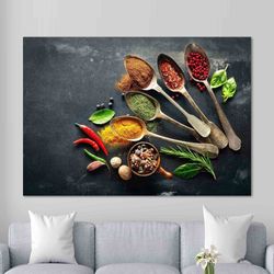 Wall art  Spices, Abstract Wall Art, Indian Spices Artwork, Spices Canvas, Dinning Room Poster, Modern Canvas Decor, Foo
