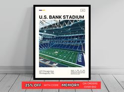 US Bank Stadium Minnesota Vikings Poster NFL Art NFL Stadium Poster Oil Painting Modern Art Travel -1