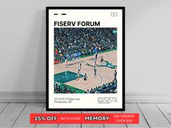 Fiserv Forum Print  Milwaukee Bucks Poster  NBA Art  NBA Arena Poster   Oil Painting  Modern Art   Travel Art Print